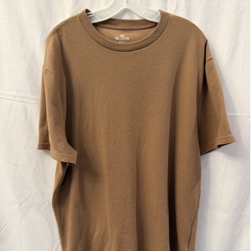 Hollister Men’s Relaxed Fit Textured T-Shirt Brown Short Sleeve Size XL